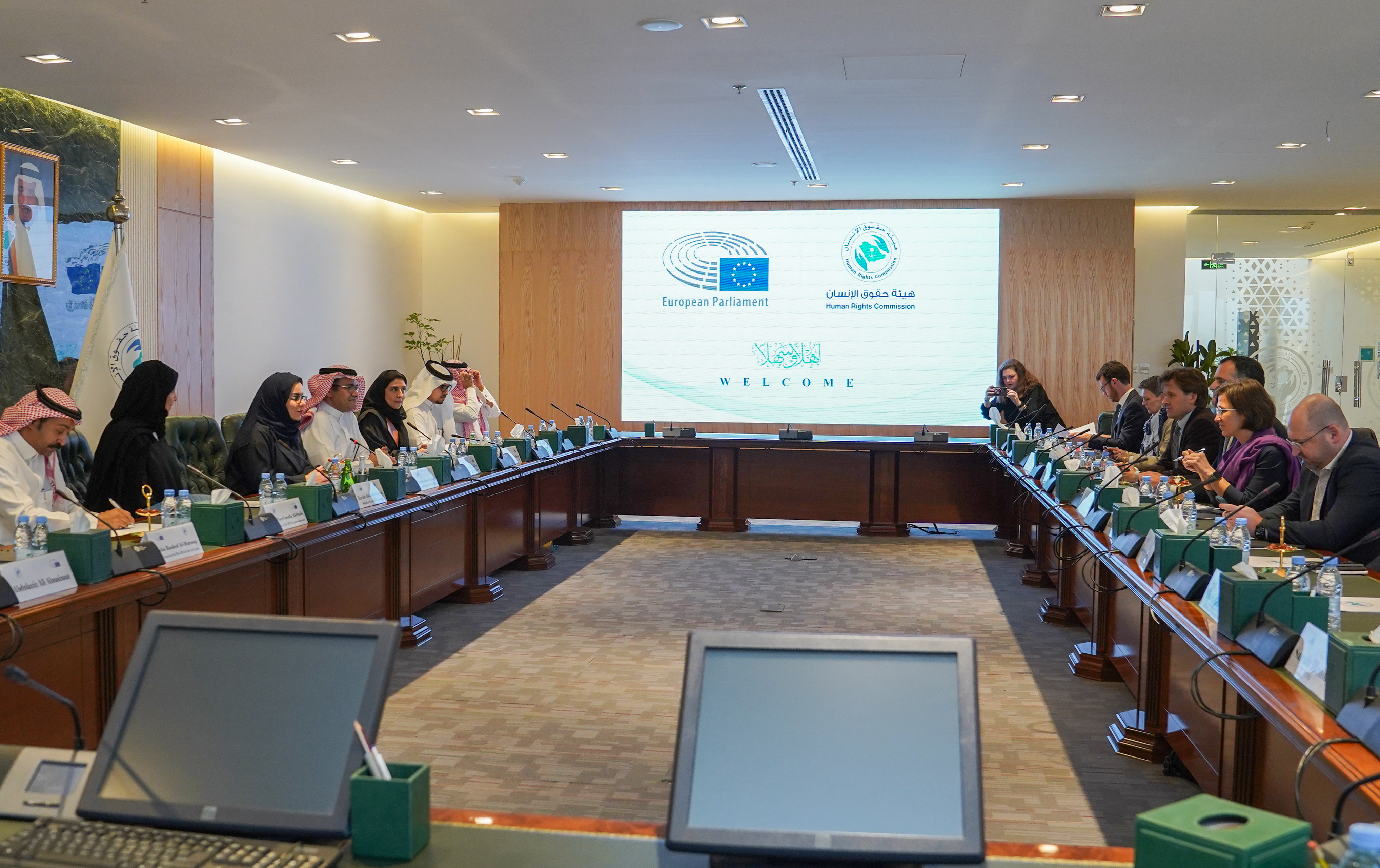Dr. Hala Altuwaijri, President of the Human Rights Commission, meets with a delegation from the European Parliament's Relations with the Arabian Peninsula Mission